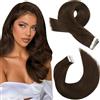 Moresoo Extension Biadesive Capelli Veri Castano Lisci #4 25cm 30g 20pz | Stile Quotidiano, Look Elegante, Sfumatura Naturale, Perfette per Ogni Occasione, Qualità Remy