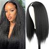 KRSI Parrucche diritte crespe con riga a V per donne nere parrucca sintetica Yaki ricci neri per capelli naturali 5C testa piena parrucca a forma di V clip nella parte a V parrucca riccia densità 180