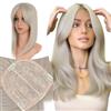Elailite Hair Topper Donna Clip in con Frangia per Capelli Biondo Pallido/Bianco, Posticci con Clips Middle Parting Toupet Toupee Protesi 35cm 120g (Base 15cm*15cm)
