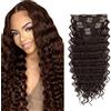 Creuost Extension per capelli brasiliani ondulati con clip, capelli vergini brasiliani non trattati, #4 marrone cioccolato, 7 pezzi, 120 g, con 16 clip per set, da donna, 35,6 cm