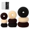 UTXN Set Formine per Chignon 9 Pezzi con 50 Forcine Ondulate, Kit per Chignon in Nero Marrone e Beige, Accessori per Acconciature Donna Bun Maker