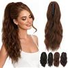 Elailite Extension Coda Capelli Ricci Mossi Coda Finta di Cavallo con Pinza Clip Ponytail 45cm + Marrone Ramato Chiaro