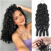 Renyarch Miracle Burmese Curly Mini Knots Crochet Human Hair - Extension Capelli Veri Pre-Separati per Donne Nere, 2 pezzi 50g Crochet Braids Water Wave Nodi Invisible Knotless, 16 pollici 1B#