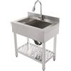 Ecoggeder Lavando in acciaio inossidabile a libera installazione, lavello singolo lavello da cucina rettangolare con piedistallo, lavello mobile per cucina, garage, esterno (70x50x90cm)