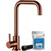 Home Range Rubinetto miscelatore per lavello da cucina in acciaio inox 304 spazzolato oro rosa con kit pulizia, monoblocco, collo girevole angolare, 5 anni di garanzia