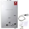 ECUTEE 10L 20KW Scaldabagno a Gas di Petrolio Liquefatto Propano/GPL, Istantaneo Senza Serbatoio con Kit Doccia, Per Docce da Esterno, Argento