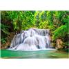 WallArena Carta Da Parati Fotografica Foresta Paesaggio Cascata Natura - Include Colla - Moderna Carta per Pareti Soggiorno Camera Da Letto Sala Fotomurali In Tessuto Non Tessuto TNT (312x219 cm - 3 Strisce)