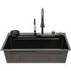 HUSPOO Lavello da cucina 80 x 45 cm, grigio, in acciaio inox 304, moderno lavello da incasso, nano-rivestimento, ciotola singola, rubinetto con 3 modalità, funzione cascata, profondità 21 cm, durevole