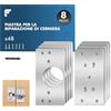 Shinfly Piastre per Cerniere Ante, Piastra Riparazione Cerniera Ante 8 Pezzi in Acciaio Inox con 48 Viti, Kit 9×4,7 cm per Ante di Armadi, Cucina e Librerie