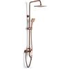 Jiumxliu Sistema doccia termostatico con set doccia, set completo da parete, con termostato in rame, 3 tipi di getto, soffione doccia in oro rosa