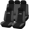 Susy Shop Coprisedili auto universali Made in Italy - Racing - schienali posteriori con 2 zip - airbag compatibili (Grigio Scuro/Nero AP)