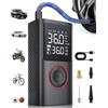 Powools Compressore Aria Portatile Auto - Mini Pompa Elettrica per Bicicletta, Gonfiatore Wireless con Manometro Digitale, Spegnimento Automatico e Luce LED, Nero, 9.00x4.80x13.70cm
