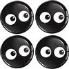 SkinoEu® 4 x 50mm Adesivi Resinati 3D Gel Stickers Auto Coprimozzo Universale Logo Silicone Autoadesivo Stemma Adesivo Copricerchi Tappi Ruote Occhi Nero A 1850