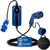 Voldt Cavo di Ricarica VE Tipo 2 - Presa CEE Blu 16 A | monofase | regolabile 8 A - 16 A | 3,7 KW (10m)