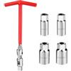 SCBOY Set di Chiave Candela 5 Pezzi Rosso Chiave per Candele Auto universali a T Adatte alla Maggior Parte delle Auto Moto Tosaerba ECC(14/16/18/21 mm)