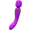 Generico Vibratore a bacchetta 2 in 1 for donna, design a doppia testa, punta curva, velocità regolabile in silicone(AV033-PU)