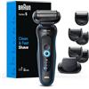 Braun Rasoio elettrico da uomo, serie 5 5120s, rasatura a secco e bagnato, modalità Turbo Shaving, prodotto in Germania, con regolabarba e custodia, blu
