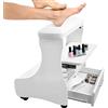 EBANKU Poggiapiedi per pedicure con ruote, sgabello per manicure in pelle PU, carrello spa portatile per unghie e massaggi, poggiapiedi mobile Easy-Glide (Bianco)