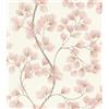 Rasch Carta da parati in tessuto non tessuto, motivo rami e piccole foglie, carta da parati in vinile, motivo floreale, in bianco, grigio, rosa, per un'atmosfera naturale, robusta e lavabile, 10,05 m