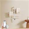 EMKE Scaldasalviette elettrico da bagno, 782 x 450 mm, orientabile a 180°, con controllo app WiFi, scaldasalviette con termostato e timer, montaggio a parete, 135 Watt, IP45, bianco