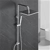 Görbach Colonna Doccia senza Miscelatore, Set Doccia a Pioggia con Doccetta e asta doccia regolabile in altezza 74-114 cm, soffione XXL 30x30 cm cromato
