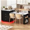 KUAKE Isola da cucina con ruote, tavolo da pranzo allungabile con illuminazione a LED, tavolo da cucina con ciabatta multipresa, tavolo da bar con vano contenitore e cassetti, credenza per cucina e