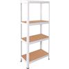 OcioDual Scaffali in Metallo Bianco Tiny, Scaffale con Ripiani MDF, Scaffale Modulare, 150x60x30cm, Scaffali Metallici Componibili, Scaffalatura Metallo, Scaffalatura Garage, 240kg