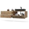 ARREDO DA CASA Mobile Bagno Sospeso 140 cm, Mobile Lavabo per Bagno Moderno, Anta a Ribalta Cannettata, 2 Cassetti Soft Close, per Lavabo d'Appoggio, Rovere Antico MLBT3