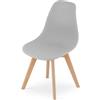 NMK HOME Sedia Ergonomica Imbottita Gambe Legno Grigio 1 Pezzo