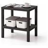 sugodesign OMBEG Tavolino multiuso a 2 ripiani, comodino, rettangolare, in plastica impermeabile, portata 10 kg per ripiano, per bagno, cucina, balcone, camera da letto (nero)