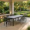 Decor Space Tavolo allungabile Corfù Taupè in alluminio e Polywood dogato telescopico 160-240x100 cm per giardino e veranda (Tavolo + 6 Sedie)