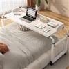 Generic Tavolo Mobile Con Pannello，Tavolino Servitore Postazione Di Lavoro，Tavolo Medico Mobile，Con Supporto Regolabile Da 65 A 95cm Per Letto, Divano O Ufficio(Color:Bianco)
