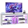 Bestier Mobile TV per TV da 70 pollici, mobiletto porta TV alto con 2 luci a LED, console TV gaming con contenitore per PS5, mobiletto porta TV moderno per camera da letto e soggiorno, marmo bianco