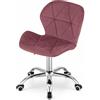 NMK HOME Sedia Velluto Scrivania - Sedia Imbottita Ufficio con Imbottitura Geometrica e Base Cromata