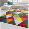 Teppich-Traum Tappeto Moderno Corridoio Soggiorno Disegno Astratto Triangolo Colorato Rojo Verde Naranja - Easy Care Größe 200 x 290 cm