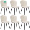 WAFTING Set di 6 Sedie da Pranzo, Sedia a Forma di Conchiglia in Ciniglia, Beige