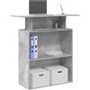 sephironlbb Banco reception, grigio cemento, 100 x 40 x 104 cm, materiale in legno, robusta scrivania per ufficio, hotel, salone, scrivania per computer versatile
