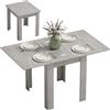HOMCOM Tavolo da Pranzo Allungabile per 4-6 Persone Design Ribaltabile, 70-140cm Tavolo Allungabile Rettangolare Salvaspazio con Piedini Antiscivolo, per Sala da Pranzo Soggiorno, Grigio Effetto Legno