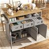 Huayz Isola cucina con piano di lavoro (118 x 43 x 98 cm), carrello da cucina con ruote, isola indipendente con 3 cassetti, porta snack e porta asciugamani, carrello da cucina per esterni