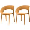 Rebecca Mobili Set 2 Sedie da esterno, Sedia da pranzo, Arancione, in Polipropilene, design Moderno- Misure HxLxP: 82,5 x 54 x 60 cm - Art. RE7251