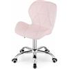 NMK HOME Sedia Velluto Scrivania - Sedia Imbottita Ufficio con Imbottitura Geometrica e Base Cromata