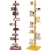 ZHANIZING Libreria a torre girevole in metallo, libreria a torre girevole a 9 ripiani con base 39x39 cm, contenitore multifunzionale per libri e piante, struttura in acciaio al carbonio(Red)