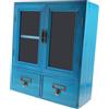 Cabilock Vetrinetta da Parete in Legno Vintage Blu, Armadietto a Doppie Ante, Capiente e Pratico per Soggiorno, Ingresso e Camera