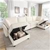 Wyibwy Divano angolare modulare a forma di U/L, divano modulare a 6 posti con pouf contenitore, design a nuvola, tessuto ciniglia, adatto per soggiorno, appartamento e camera da letto, beige