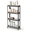 sugodesign Carrello sottile a 4 ripiani, organizer da cucina e bagno, mensola salvaspazio per nicchie strette, bianco, grigio e nero (nero)
