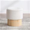 DAYALANE Pouf Contenitore Cassapanca Rotonda Pouf Poggiapiedi Ottomana Imbottita Pouf Letto Sgabello Vanità per Trucco per Soggiorno/Camera da Letto/Salotto, Bianco