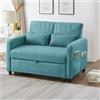 Lexiou Divano pieghevole a due posti, design allungabile, semplice e moderno, stile contemporaneo, schienale regolabile in tre livelli, tessuto in cotone e lino traspirante (blu)