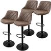 ML DESIGN modern living ML-Design Set di 4 Sgabelli da Bar Rivestimento in Ecopelle Marrone Sgabello da Bancone Regolabile in Altezza 62-82 cm Girevole a 360° Sedie Alte Sedia da Bistrot con Schienale e Poggiapiedi