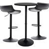 CLP Set di tavoli da bar Fernie I Tavolo da bar rotondo e 2x sgabelli da bar con sedile in plastica, Colore:nero