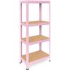 OcioDual Scaffali in Metallo Rosa Tiny, Scaffale con Ripiani MDF, Scaffale Modulare, 150x60x30cm, Scaffali Metallici Componibili, Scaffalatura Metallo, Scaffalatura Garage, 240kg